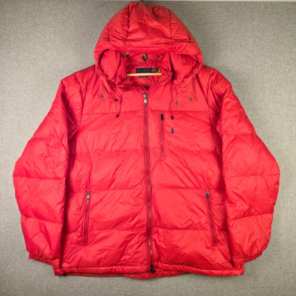 Polo Ralph Lauren Performance Red Puffer Jacket Hooded Mens 2XLT Tall Old Money